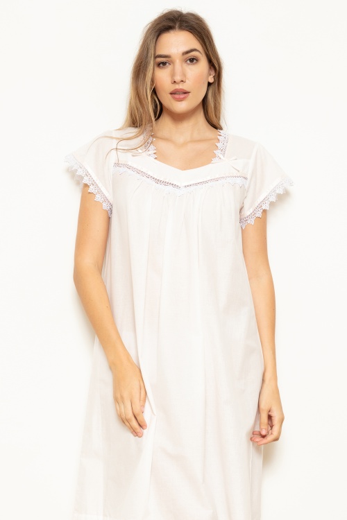 Rena-X 100% Cotton Voile LONG LINE - TALL FULL LENGTH Cap Sleeve Nightdress